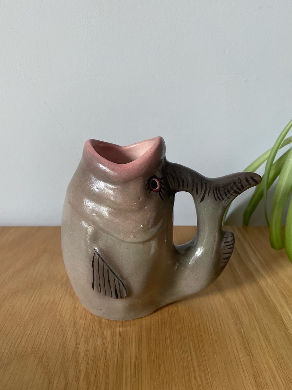 Vintage Mid-century Ceramic Kitschy Fish Pitcher Jug Vase Venezuela